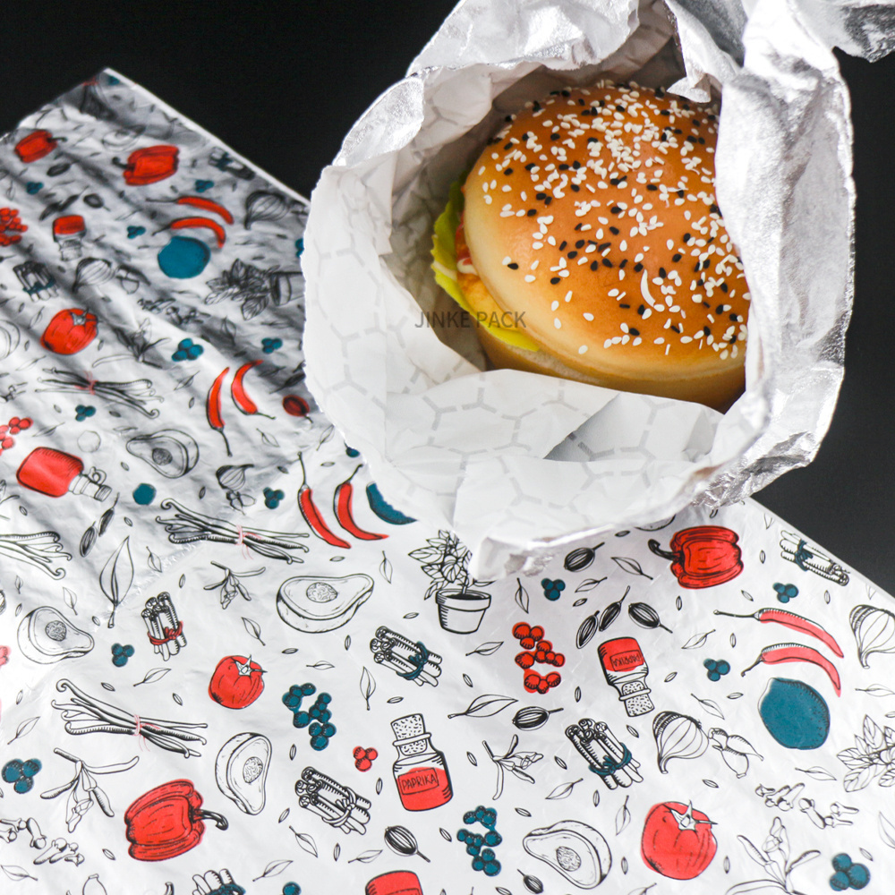 Honeycomb aluminum foil laminated paper print and without print emboss aluminum foil for burger wrap  Packaging