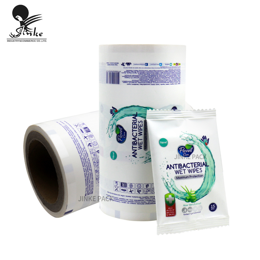 China supplier custom printing plastic sachet wet wipe automatic packaging film roll