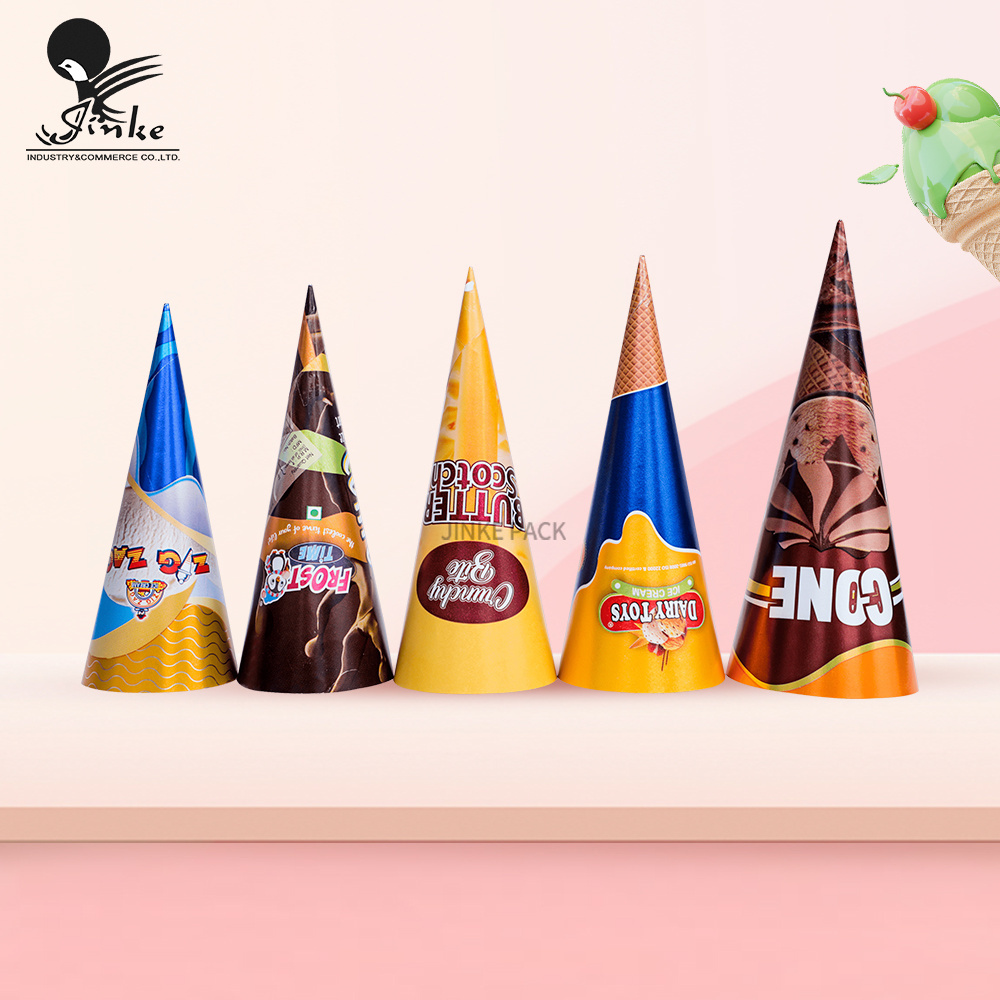 Custom Logo Printed Eco Friendly Ice Cream Paper Cone Sleeve Packaging for Ice Cream Wrapping Paper