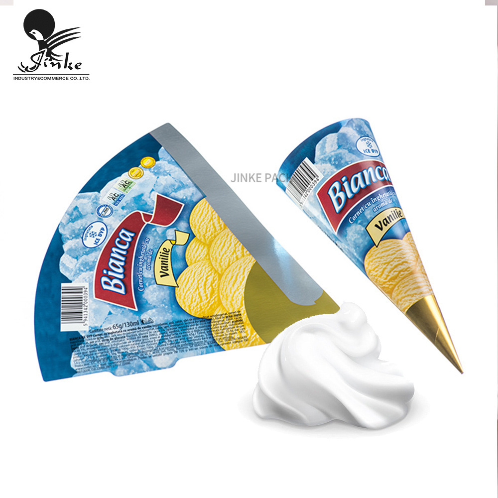 Disposable Custom printing aluminum foil sleeve cone holder Wrapping ice cream cone paper