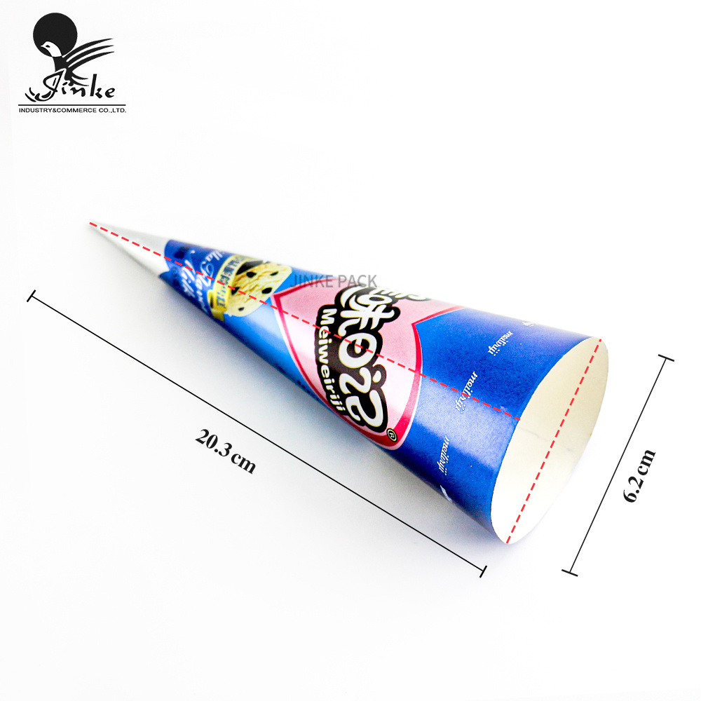 Custom Logo Printed Eco Friendly Ice Cream Paper Cone Sleeve Packaging for Ice Cream Wrapping Paper