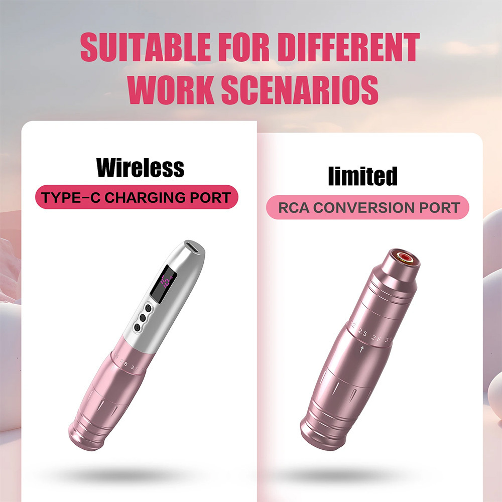 Wholesale EZ POPU Lola Air Pro Electric Stepless Adjustable Stroke 1000mAh permanent makeup Wireless PMU Pink Tattoo Pen machine