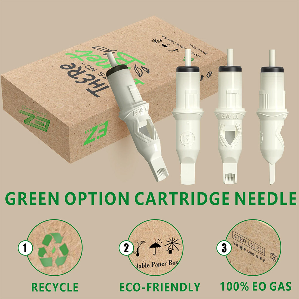 Wholesale EZ Revolution 2.0 M1 magnum Biodegradable Eco Friendly Cartridge Needles GREEN OPTION Custom 20Pcs Tattoo Cartridge