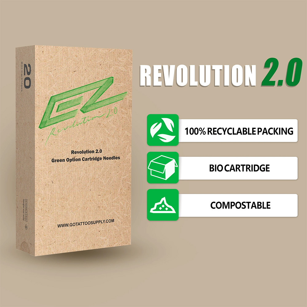 Wholesale EZ Revolution 2.0 M1 magnum Biodegradable Eco Friendly Cartridge Needles GREEN OPTION Custom 20Pcs Tattoo Cartridge