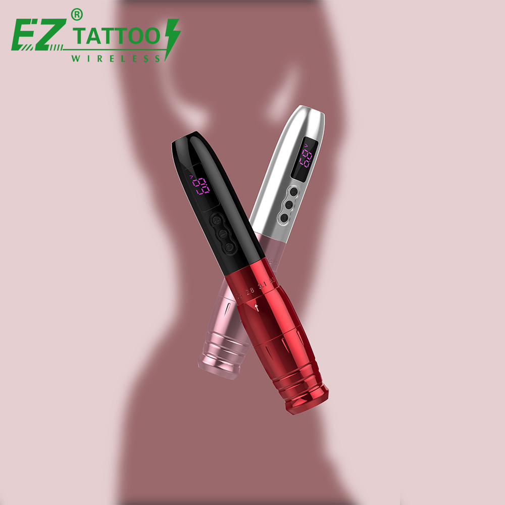 Wholesale EZ POPU Lola Air Pro Electric Stepless Adjustable Stroke 1000mAh permanent makeup Wireless PMU Pink Tattoo Pen machine