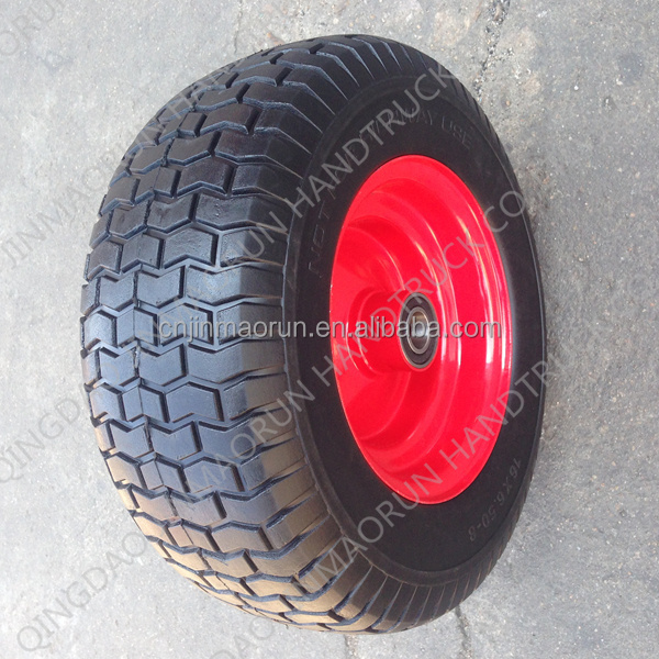 6.50-8 Steel Rim Wheelbarrow Wheels Wide Flat Free Tire