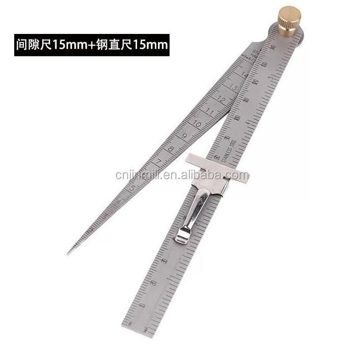 Combination taper gauge set stainless steel 1-15mm taper gauge with 150mm 6inch steel ruler Toper Weld Gage feeler gauge