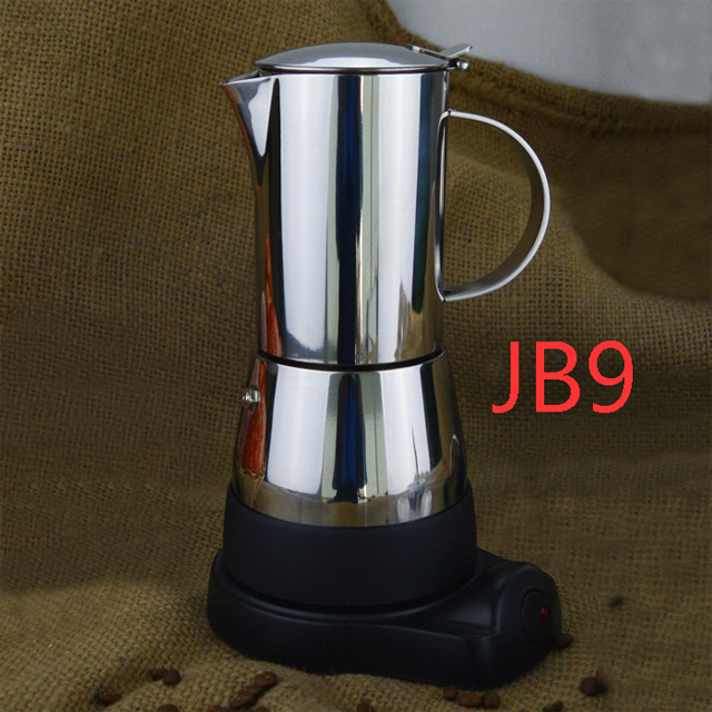 8 cup silver color thick Stainless steel electric espresso coffee maker in new design