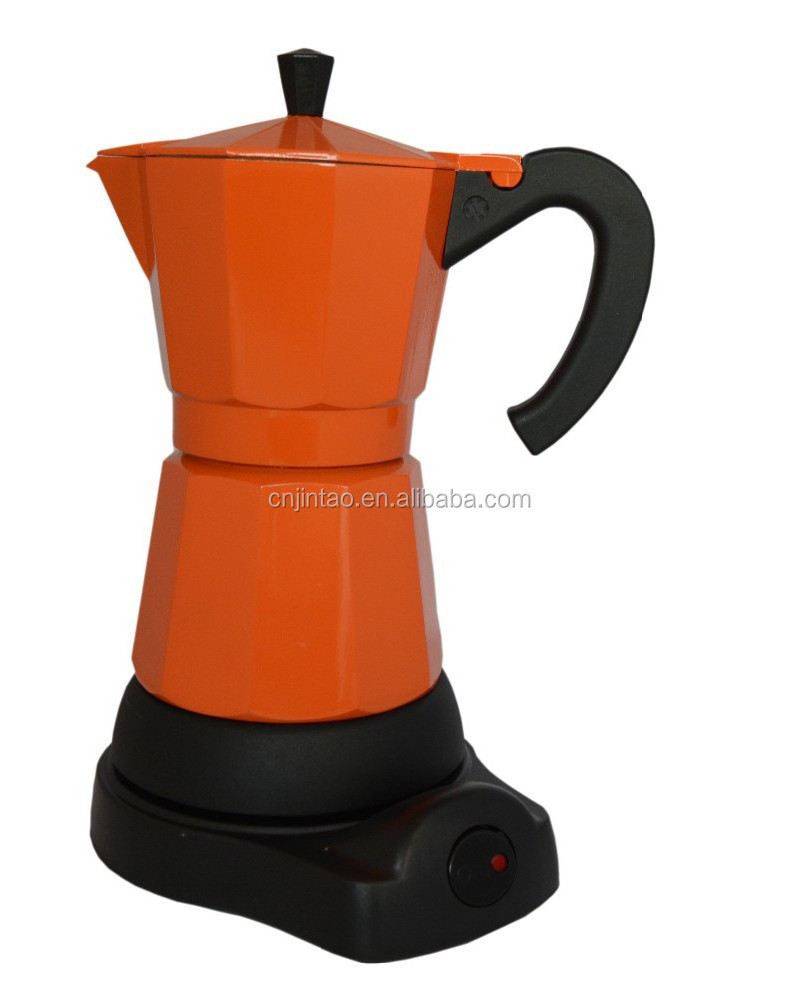 Aluminum moka coffee maker electric espresso maker plastic base electrical coffee maker