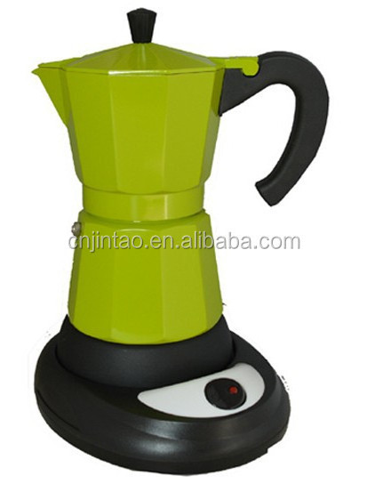 Aluminum moka coffee maker electric espresso maker plastic base electrical coffee maker