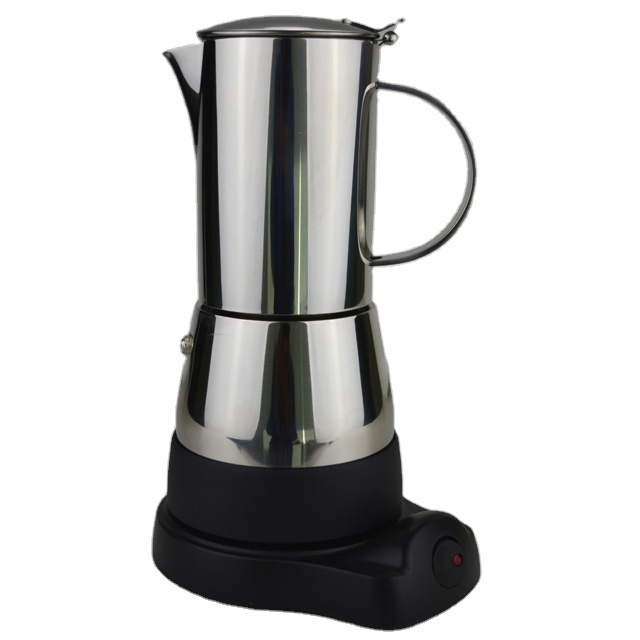 8 cup silver color thick Stainless steel electric espresso coffee maker in new design