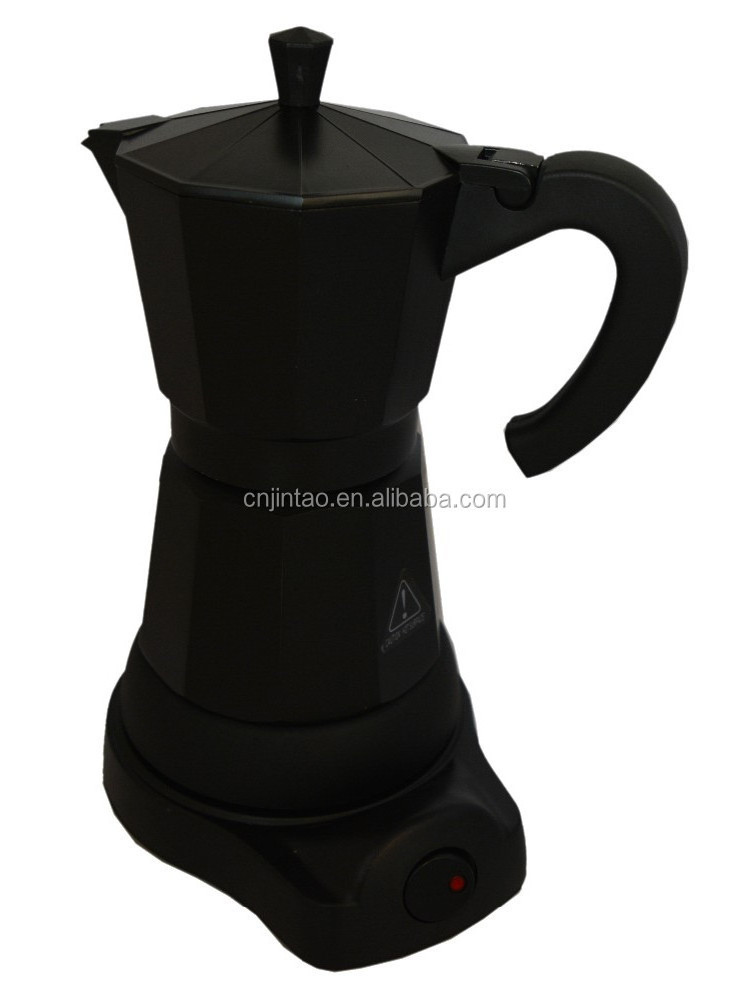 Aluminum moka coffee maker electric espresso maker plastic base electrical coffee maker