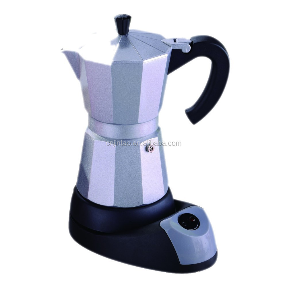 Aluminum moka coffee maker electric espresso maker plastic base electrical coffee maker