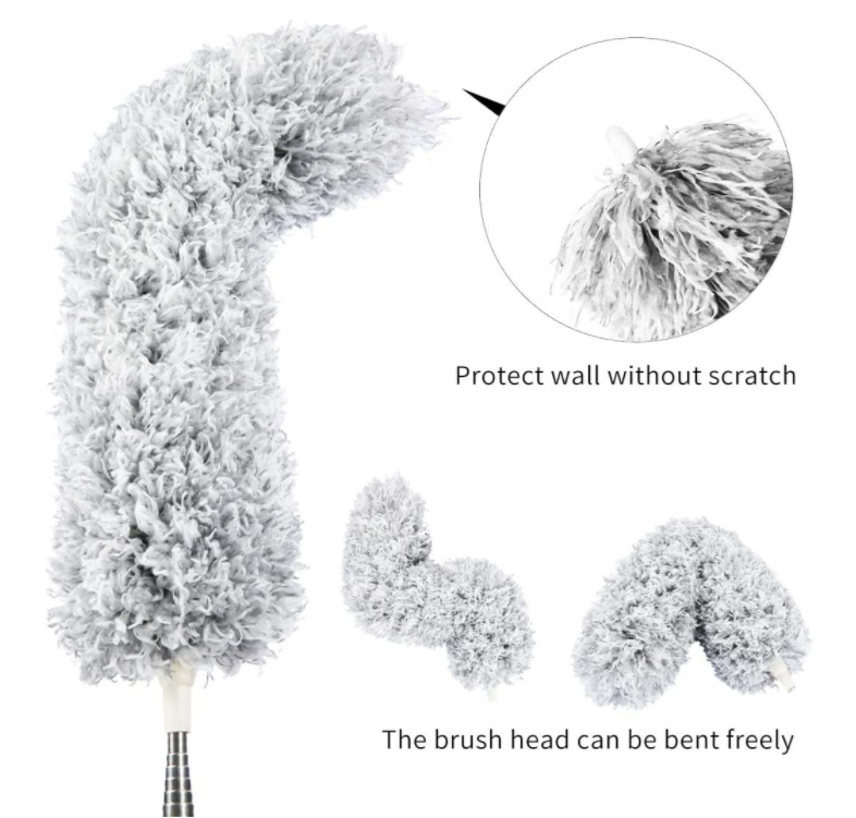 extending telescopic pole ceiling clean washable microfiber fluffy duster