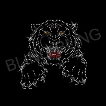 Hot Sale Custom Tiger Motif Tiger Transfer Rhinestone Iron On Rhinestone Transfer Heat Wholesale