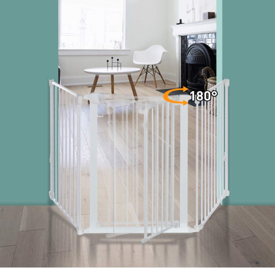 Factory Sale Pressure Mounted Gate Metal Barrier Door Fence Adjustable Retractable Pet Dog And Baby Safety Gate