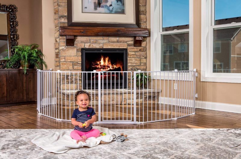 5 panel folding metal fireplace fence safety pay fence  Christmas Tree fence hearth gate for kids /pet /toddler/dog/cat