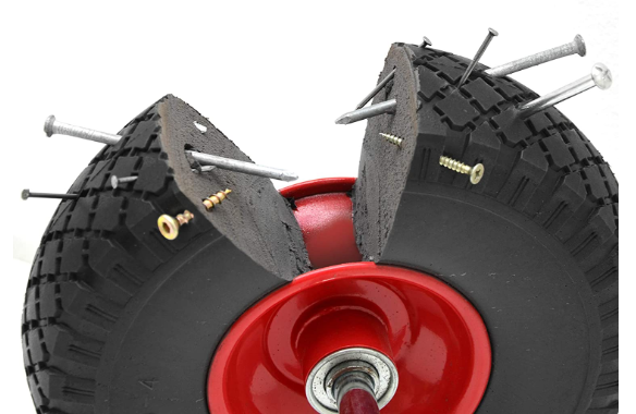 PU Wheel for wheelbarrow incl. Axle 4.00-8 390x90 non-pneumatic tyre