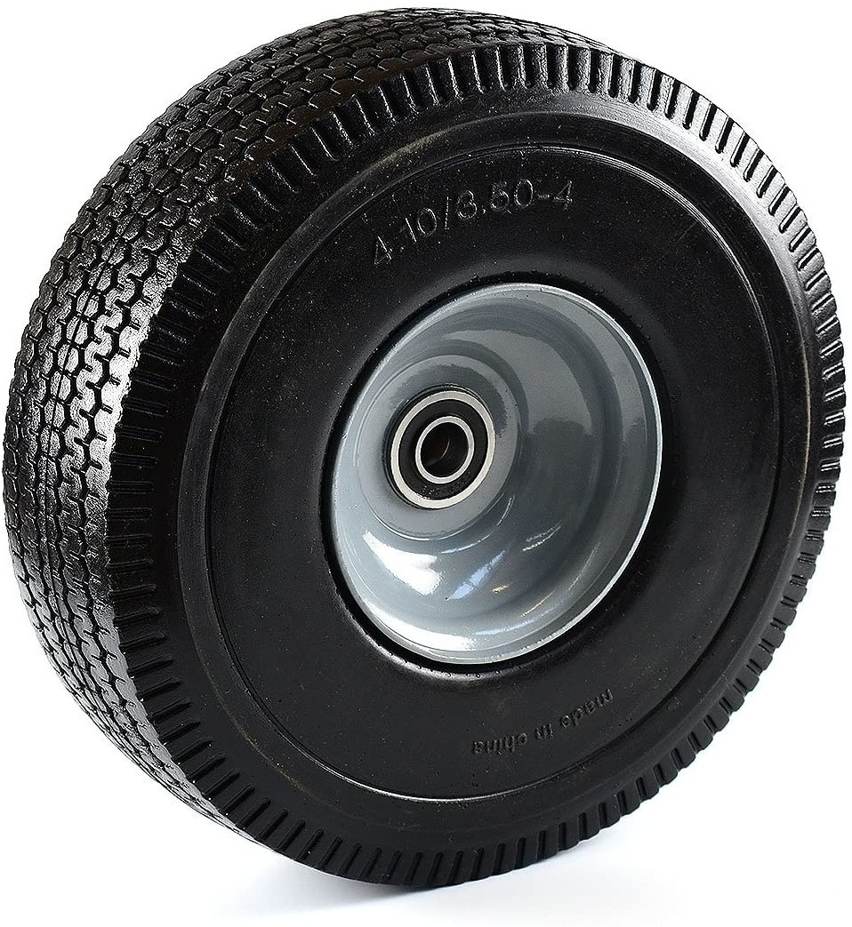 Heavy Duty Solid Flat Free Tubeless Hand Truck/Utility Tire Wheel, 4.10/3.50-4