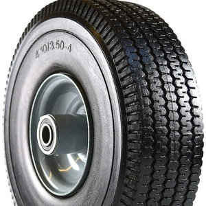 Heavy Duty Solid Flat Free Tubeless Hand Truck/Utility Tire Wheel, 4.10/3.50-4" Tire, Offset Hub