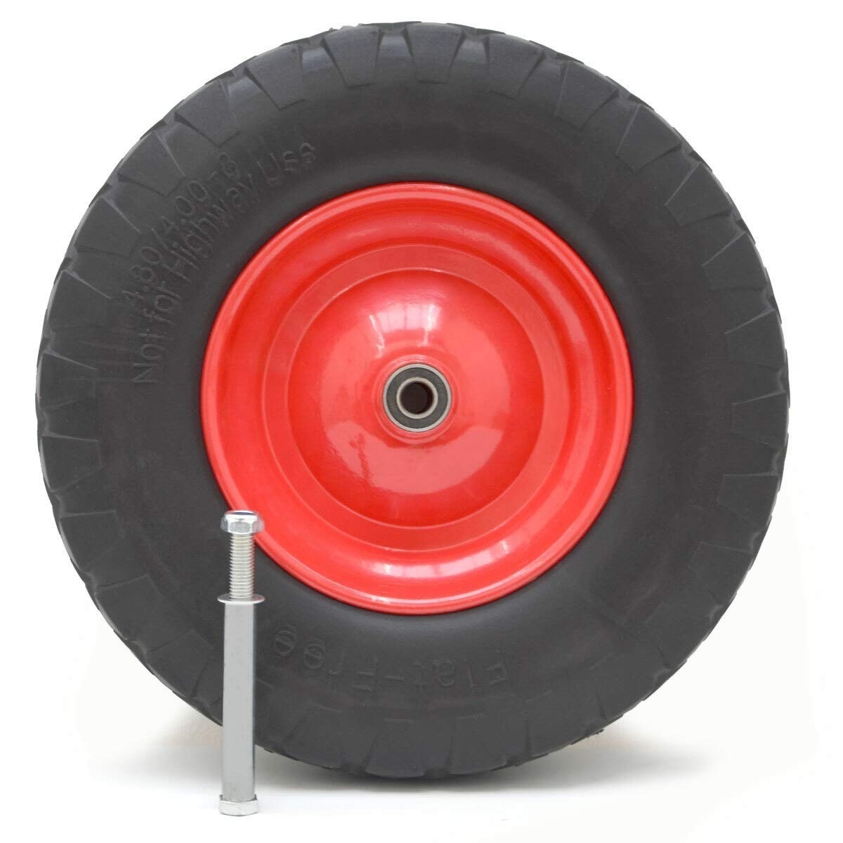 PU Wheel for wheelbarrow incl. Axle 4.00-8 390x90 non-pneumatic tyre