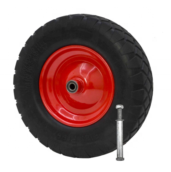 PU Wheel for wheelbarrow incl. Axle 4.00-8 390x90 non-pneumatic tyre