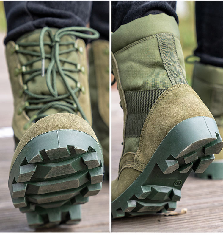 Philippine Anti-slip Plain Toe Green 9 Inch Rubber Jungle Men's Tactical Boots