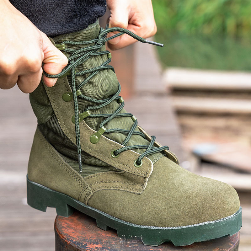 Philippine Anti-slip Plain Toe Green 9 Inch Rubber Jungle Men's Tactical Boots