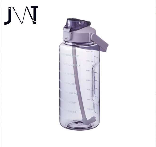 64oz Glass Water Bottle with Straw and Handle Lid Half Gallon Large Reusable Sports Motivational Glass Bottle