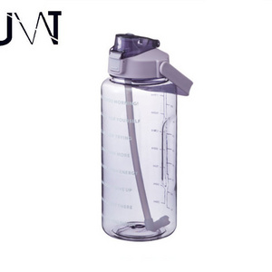 64oz Glass Water Bottle with Straw and Handle Lid Half Gallon Large Reusable Sports Motivational Glass Bottle