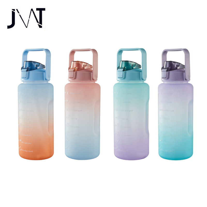 64oz Glass Water Bottle with Straw and Handle Lid Half Gallon Large Reusable Sports Motivational Glass Bottle