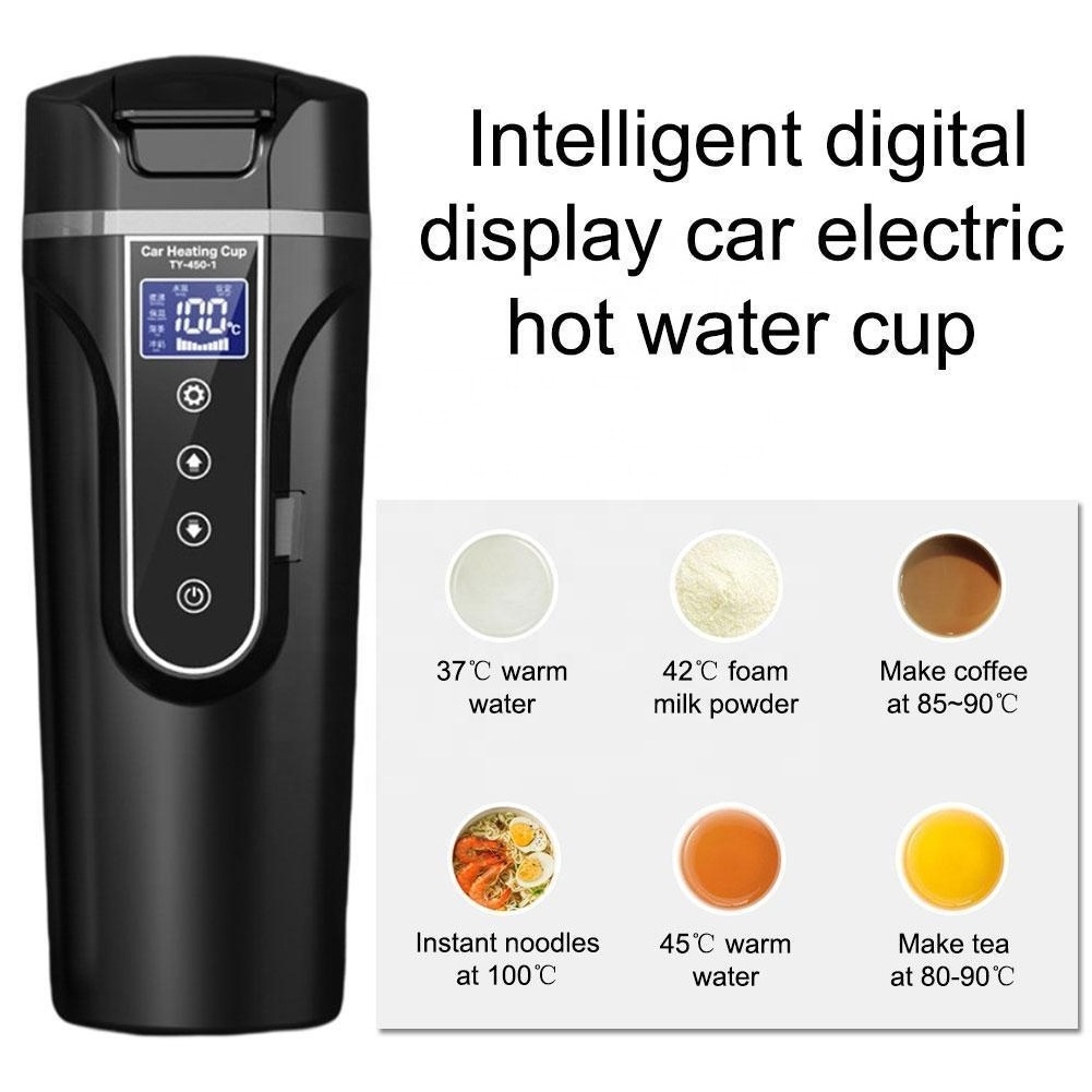 12/24V 450ML Vehicle Heating Cup Car Travel Heating Mug With Lid Portable Electric Car Water Keep Warmer Kettle