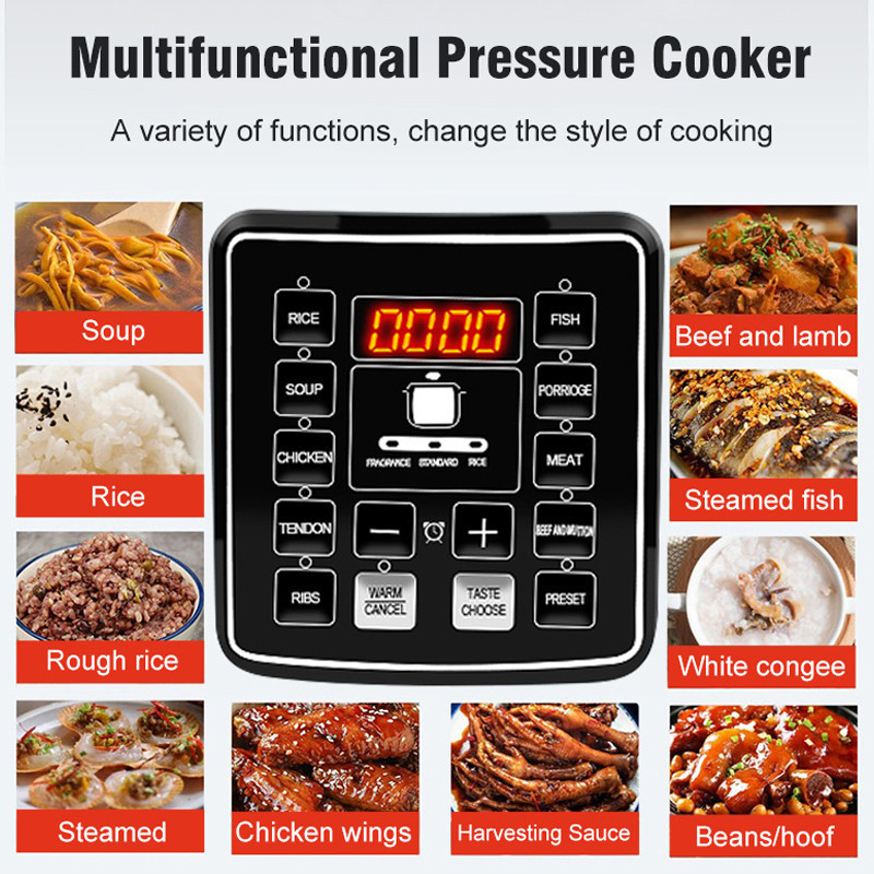 Multifunction Electric Pressure Cookers Soup Porridge Rice Heating Meal Heater Kitchen 6L Intelligent Pressure Cooker for Home