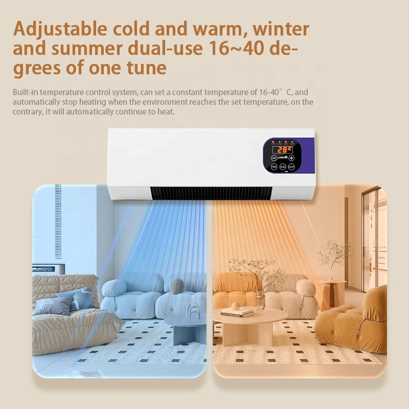 Heater and Air Conditioner Combo Wall Mounted Desktop 2in1 Electric Heater Air Conditioner Timing Function Heating and Cooling