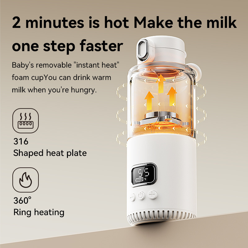 Portable Electric Water Warmer For Baby Formula Milk Temperature Ajustable & Display Travel Instant Water Warmer For Baby Bottle