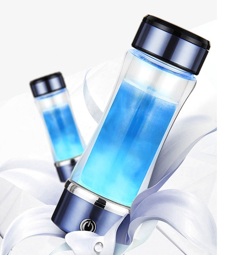 Portable 420 ml rechargeable USB hydrogen rich electrolyzer glass cup ORP hydrogen alkaline H2 water machine