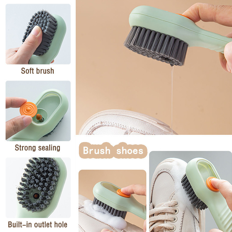 Multifunctional Soft-Bristled Shoe Brush Liquid Brushes Long Handle Brush Automatic Filling Clothes Cleaning Clothing Board Tool