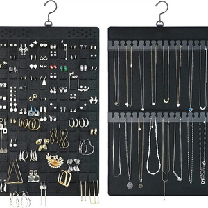 Hot Sale Hanging Jewelry Organizer Bag for Earrings Earnail Necklace Bracelets Display Storage Double Sided Felt Rotating Hanger