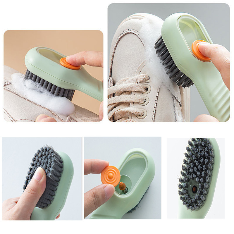 Multifunctional Soft-Bristled Shoe Brush Liquid Brushes Long Handle Brush Automatic Filling Clothes Cleaning Clothing Board Tool