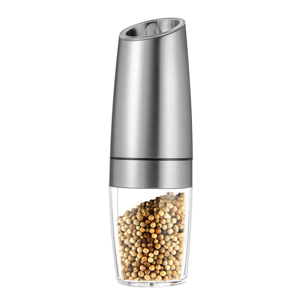 Stainless Steel Electric Pepper Grinder Portable One-handed operation Spice Grain Mill with Led Light Home Kitchen Grinding Tool