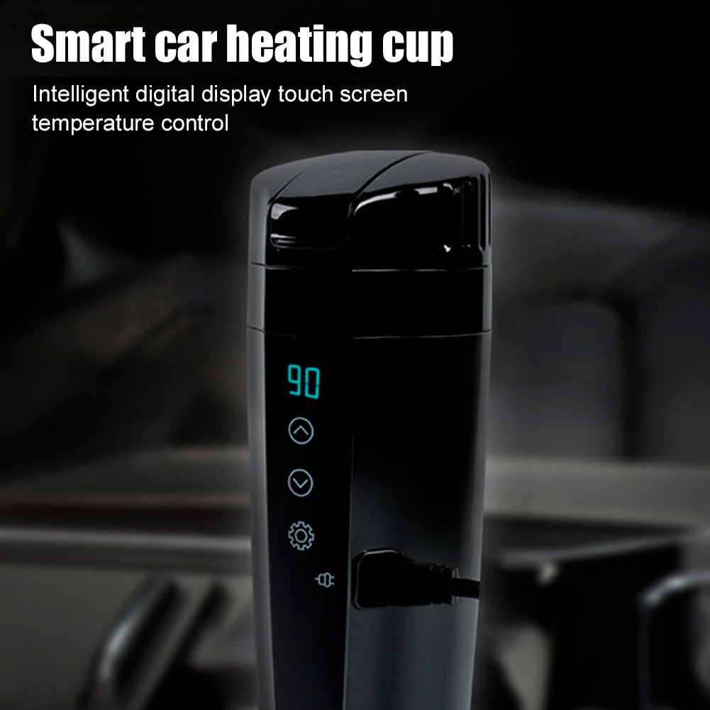 12V/ 24V Real-time Temperature Vehicle Heating Cup Waterproof Stainless Steel Car Kettle Water Heater Auto Mug Travel Kettle