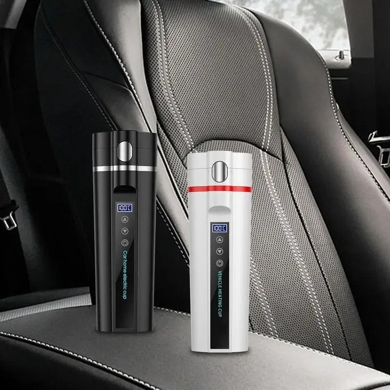 450ml Car Heating Cup Electric Kettle Stainless Steel Smart Temperature Control Auto Heating Thermos Display Heat Cup For Cars