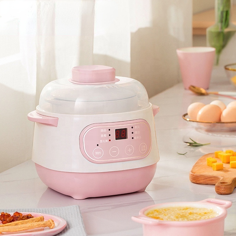 Electric Ceramics Slow Cooker Water Stew Soup Porridge Health Pot Eggs Meal Steamer Reservation Timer Baby Food Cooking Machine