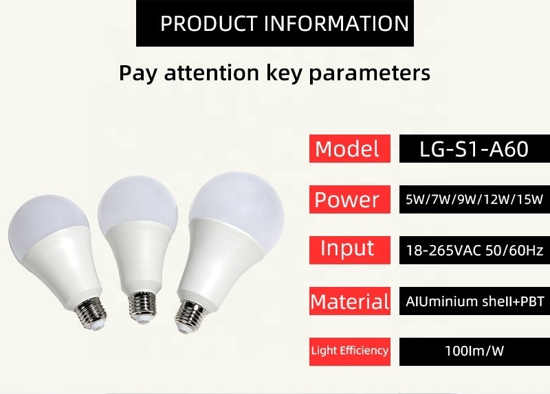 Factory Directly Supply Adjustable light Low Voltage 12V 24V 48V DC AC A60 5W 7W 9W 12W 15W 18W E27 B22 Light Lamp Led Bulb