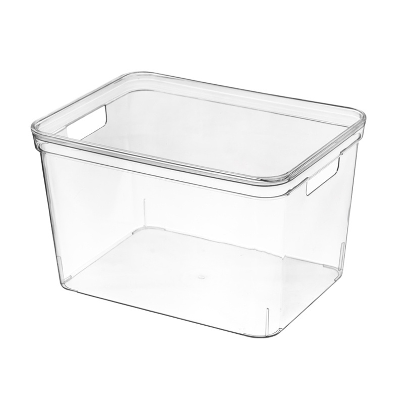 Plastic Transparent PET storage box container organizer With a cover Storage Organiser Box with Handle