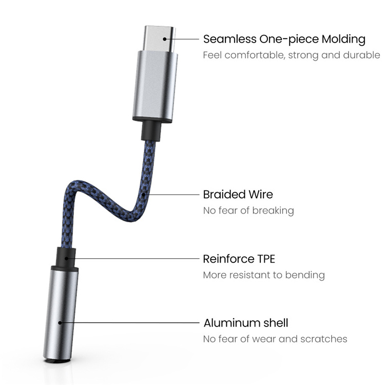 Factory Direct China Usb-c To 3.5mm Headphone Jack Adapter Audio Cables Wire