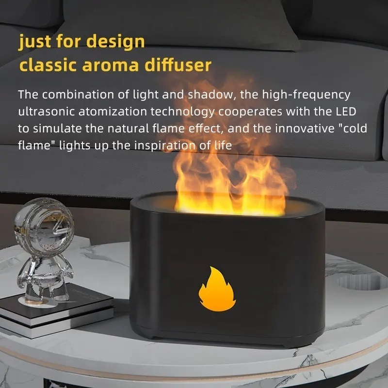 200ml Fire Air Purifier Essential Oil  Ultrasonic Volcano Humidifier Aroma Diffuser Flame Aroma Diffuser Air Humidifier