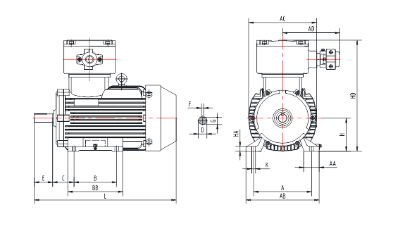 YBX4 Three Phase asynchronous Industry Copper Wire Electrical AC Flameproof Explosion Proof Induction 4 hp three phase motor