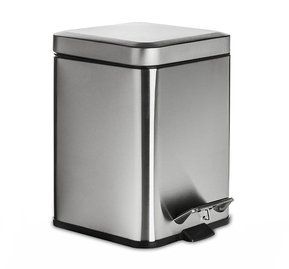 Dailyart Stainless Steel Rectangular Waste Bin 5L 10 gallon trash can Step Open Trash Can Foot Pedal Bin