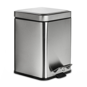 Dailyart Stainless Steel Rectangular Waste Bin 5L 10 gallon trash can Step Open Trash Can Foot Pedal Bin